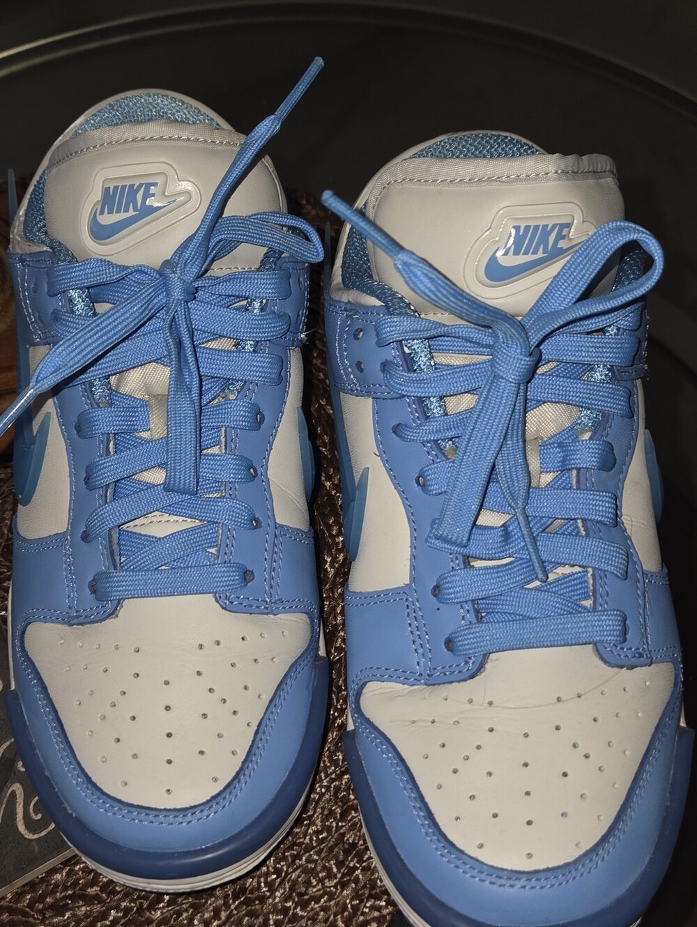 Nike Kids Blue and White Low-Top Sneakers with Sky Blue Accents